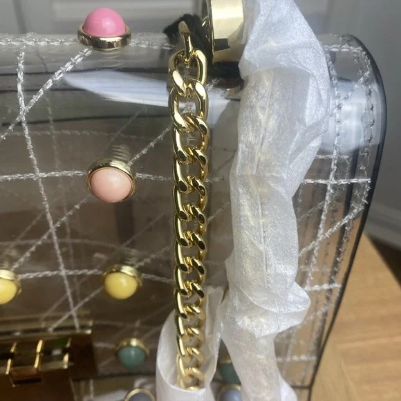 ZAC Zac Posen Women's Earthette Clear Gold Chain Shoulder Bag NWT